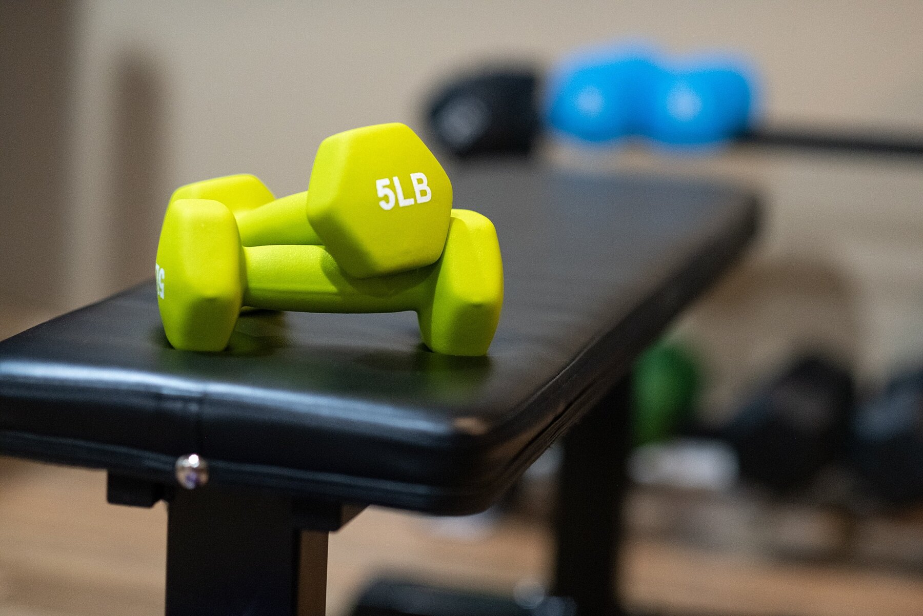 Wendy Zook Photography | Fitness journey, home gym, workout at home, basement gym, workout gear, workout clothes, inspiration for working out at home, dumb bells, colorful dumbbells