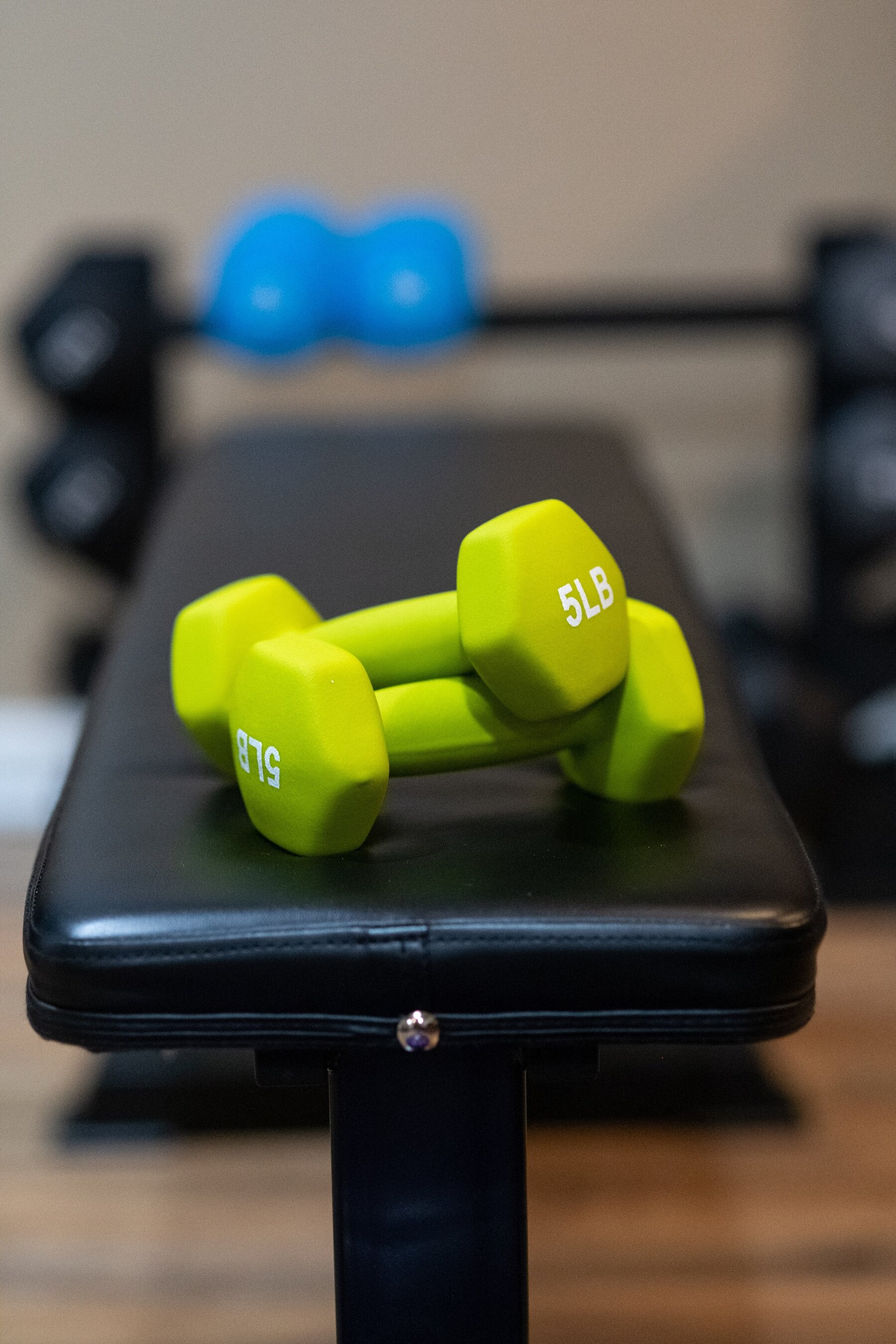 Wendy Zook Photography | Fitness journey, home gym, workout at home, basement gym, workout gear, workout clothes, inspiration for working out at home, dumb bells, colorful dumbbells