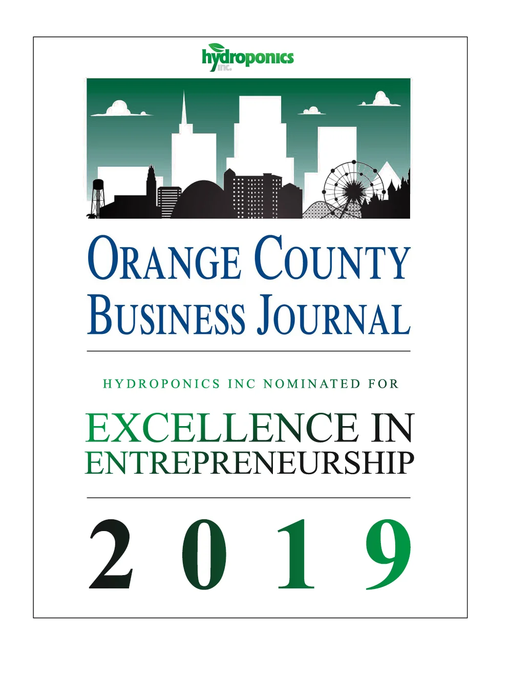 Hydroponics Inc is proud to be nominated in this years @ocbizjournal for Excellence in Entrepreneurship. We want to thank all of our customers who have helped us grow to the company we are today. Thank you to our staff that continue to carry on our culture. Teamwork makes the dream work! CONGRATS TO ALL OF THE NOMINEES!