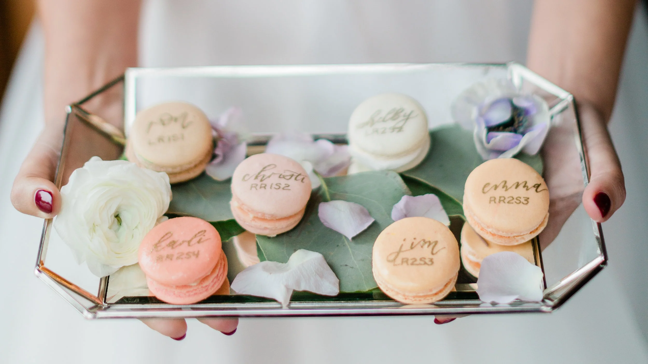  calligraphy: Design to Flourish // photography: Dreamy Elk Photography // macarons: The Powder Sugar Room 