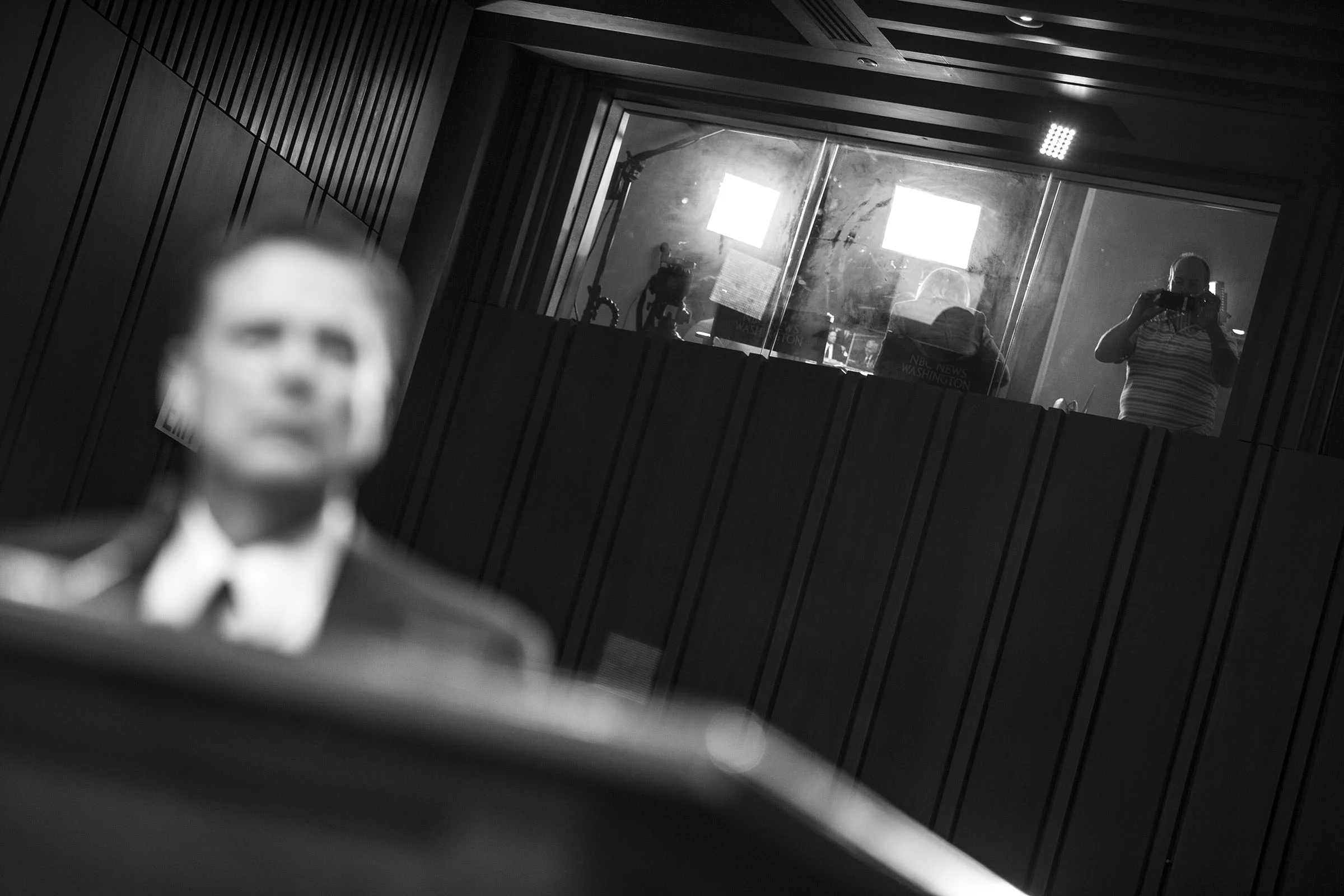 Former CIA Director James Comey testifies about his dealings with President Trump during a Senate Intelligence Committee hearing. 