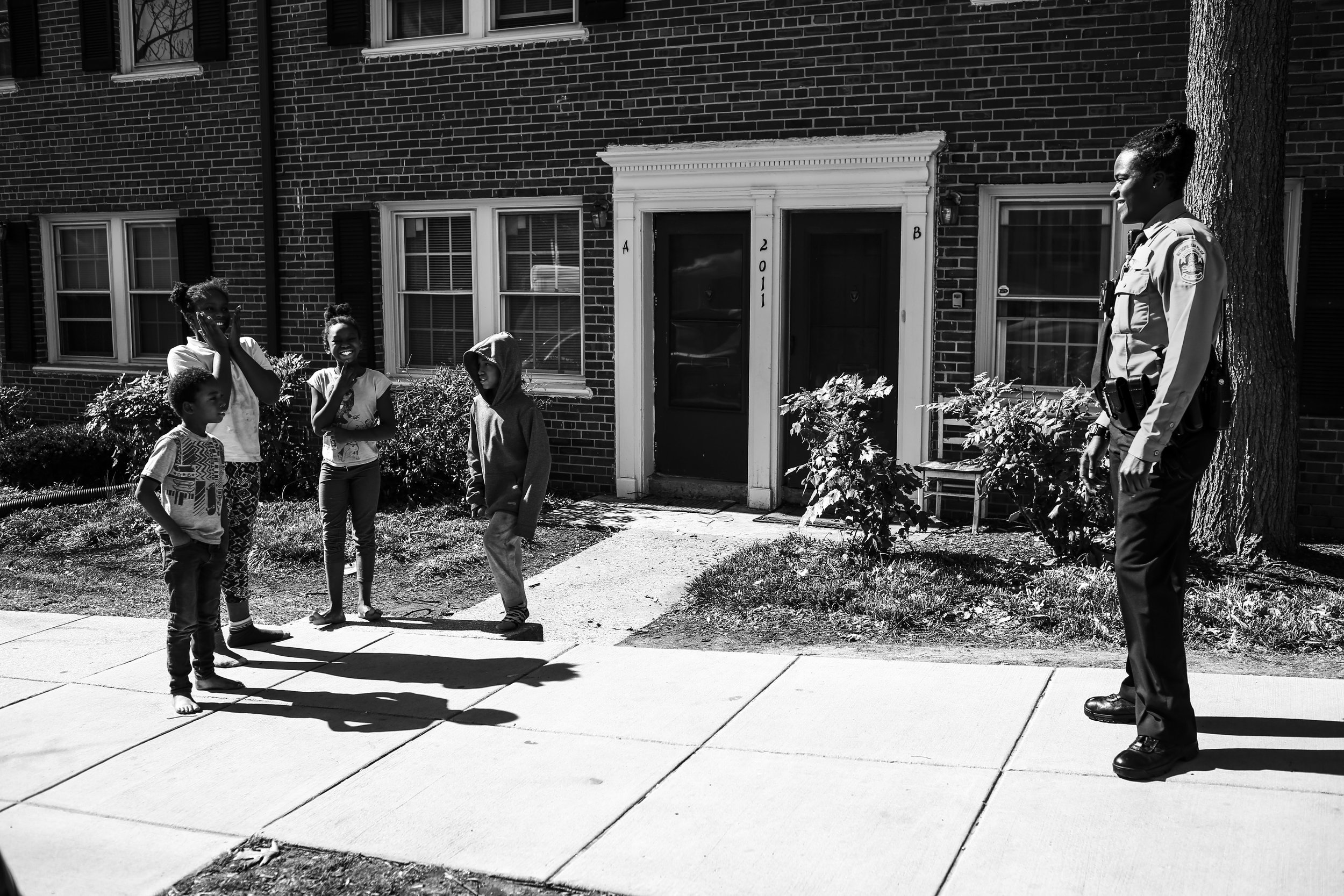   Tiara talks to residents as she walks her beat in the 6th District in Southeast DC.  