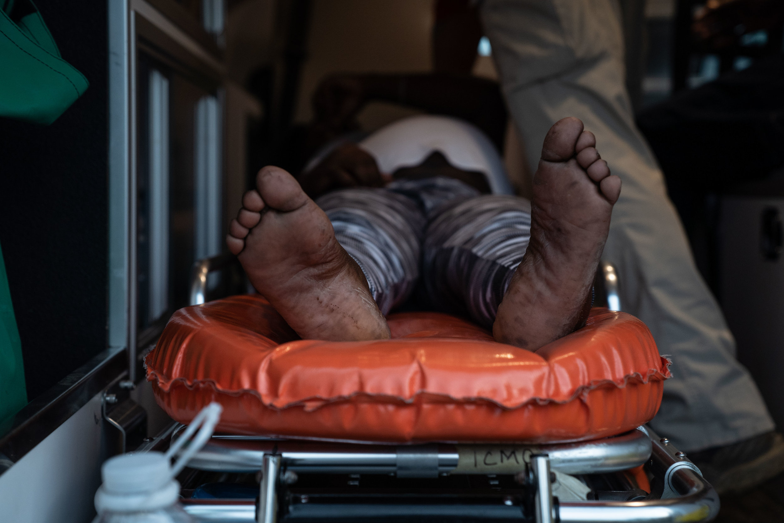   An African migrant in labor waits to be taken to a hospital in Tapachula, Mexico in June, 2019.  