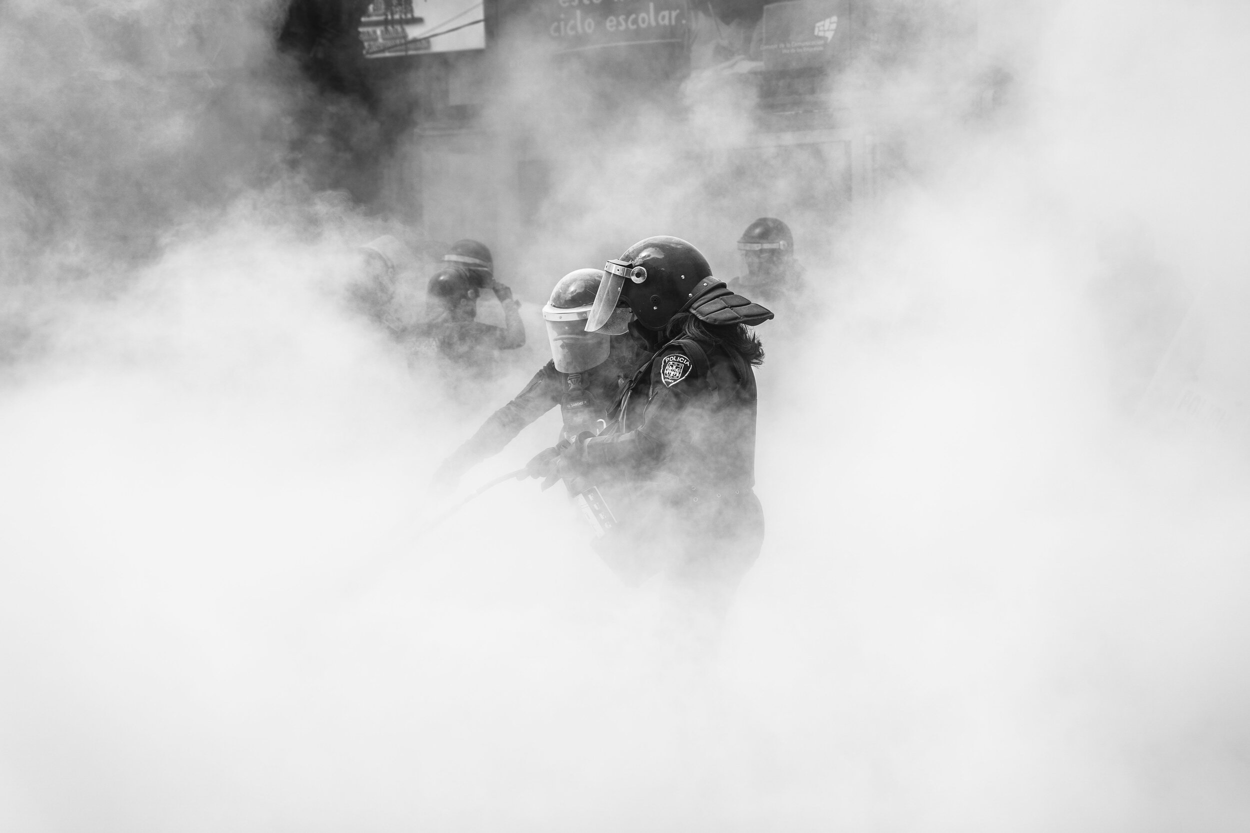   Riot police clash with a feminist collective during a protest in favor of abortion rights, Mexico City  