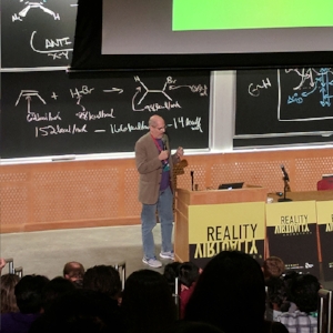 Jonathan Linowes greeting attendees to the 2018 Reality Virtually Hackathon.