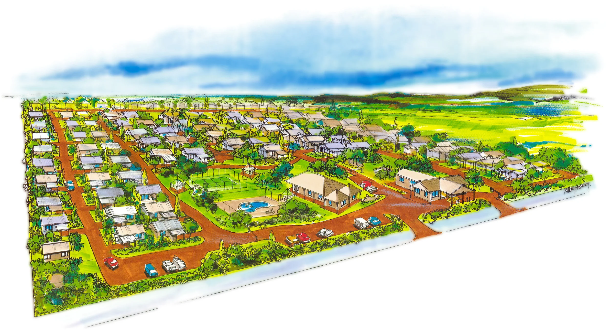 The Original Artist's Impression of Wavecrest Village at the sesign Stage