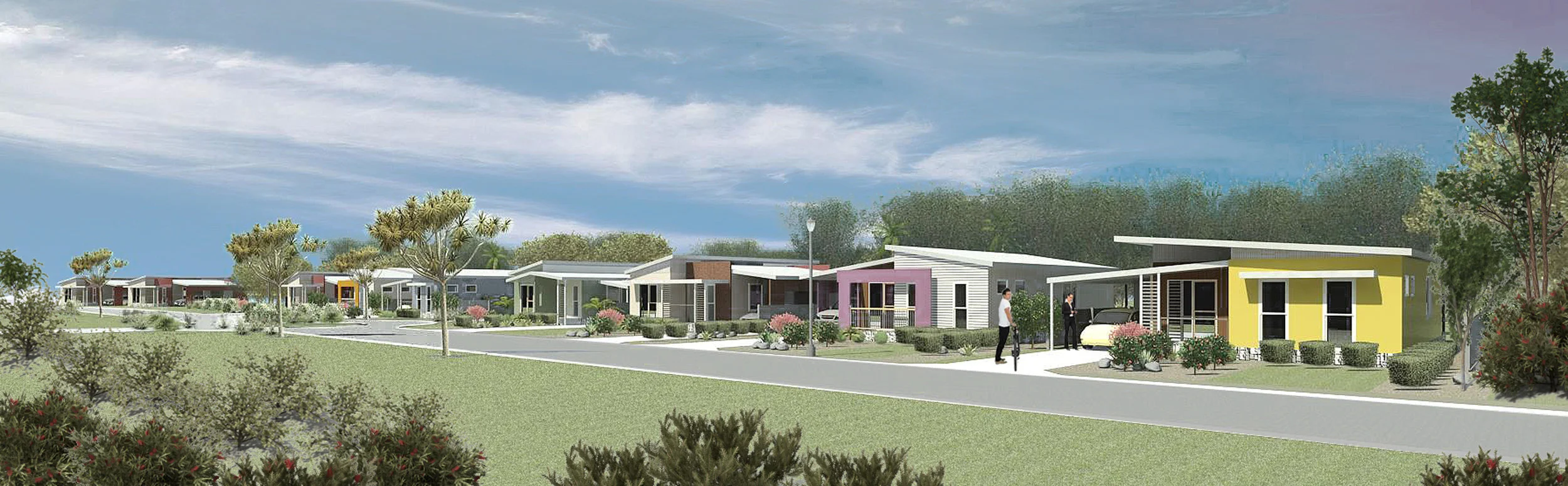 A variety home styles, facades and colours make for attractive streetscapes and shared amenities improve liveablity.
