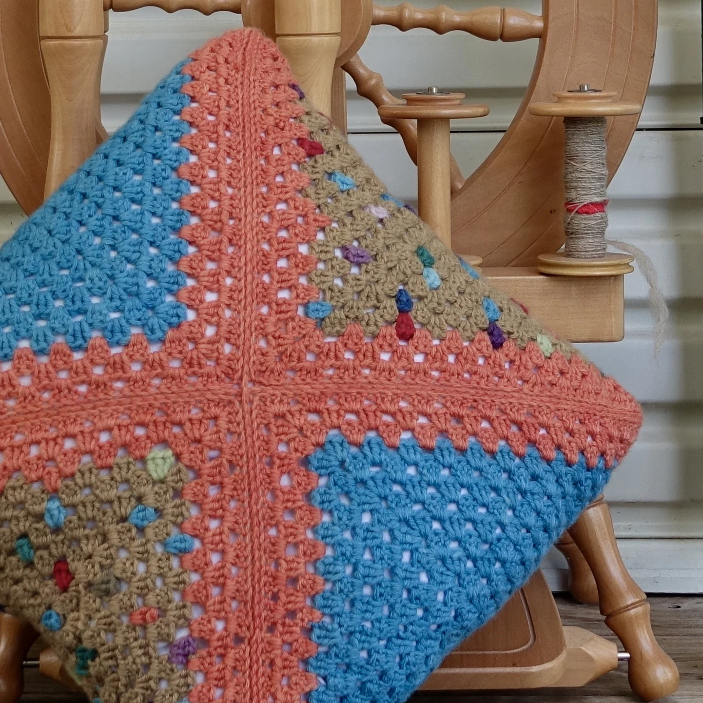 Granny Square Cushion with a Twist