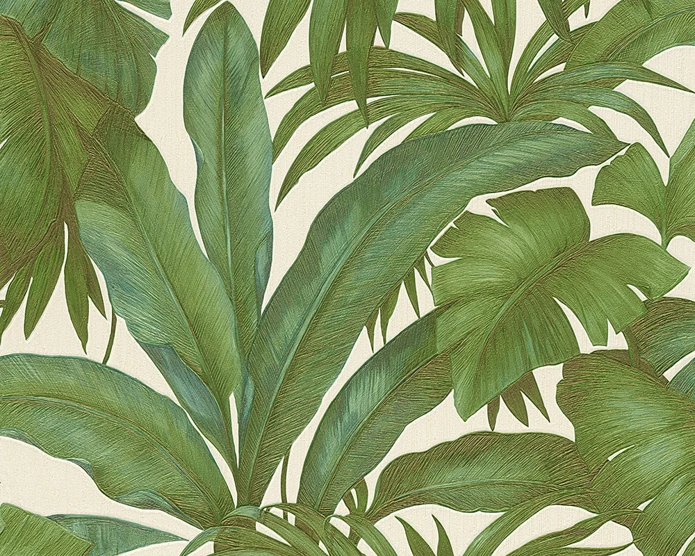 Versace Palm Leaf Wallpaper Emerald and White - 962405