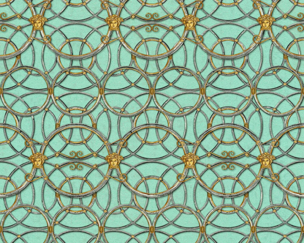 Versace IV - La Scala Del Palazzo Green & Gold Wallpaper 340497