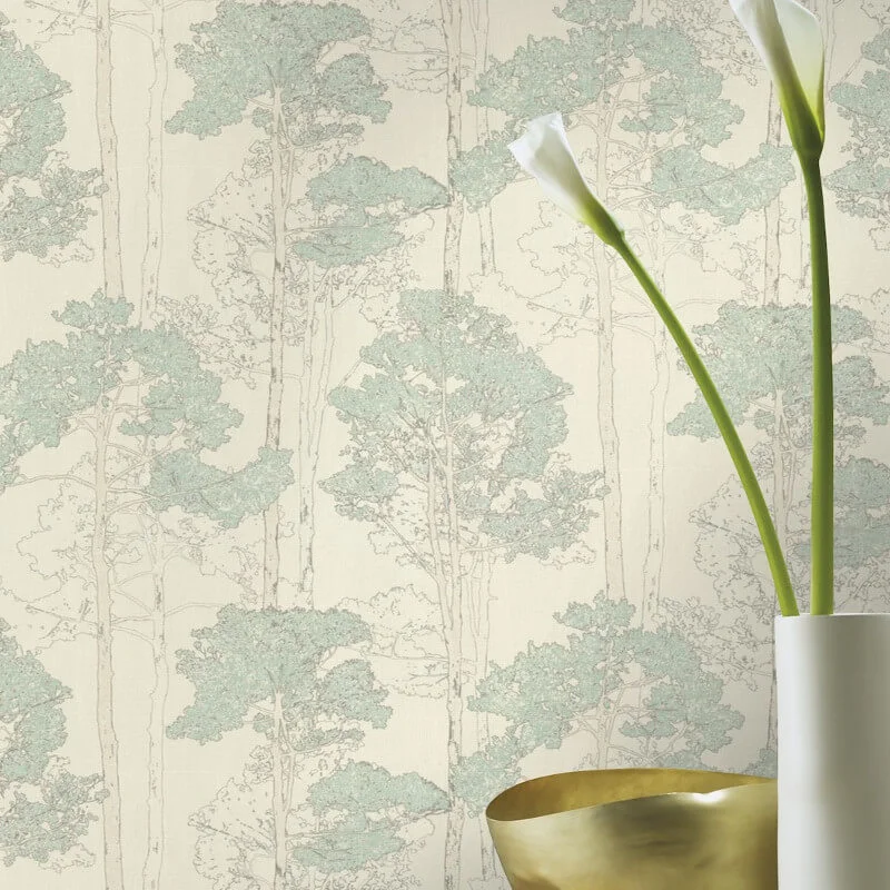 Hyde Park Rasch Wallpaper - Woodland - Pale Green - 410815