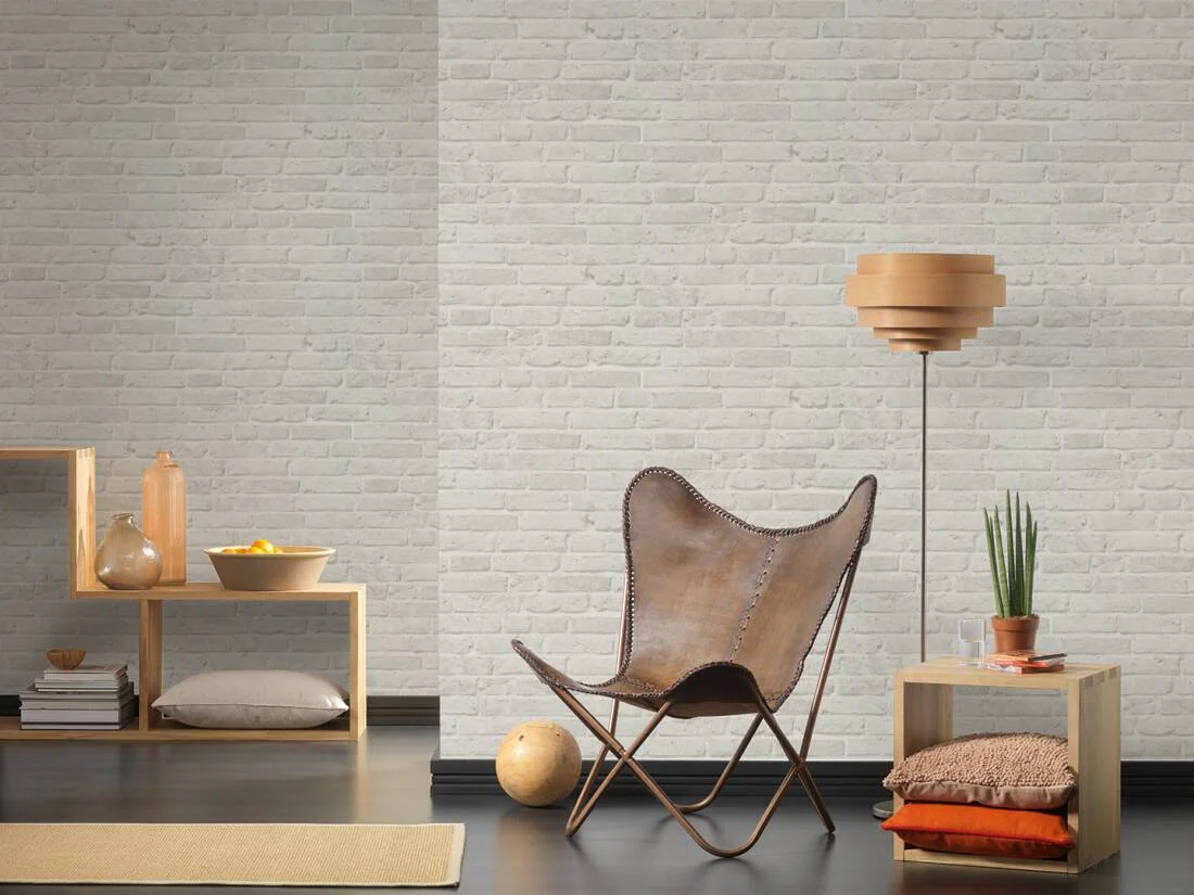 White Brick Effect Textured Wallpaper By AS Creations 355814