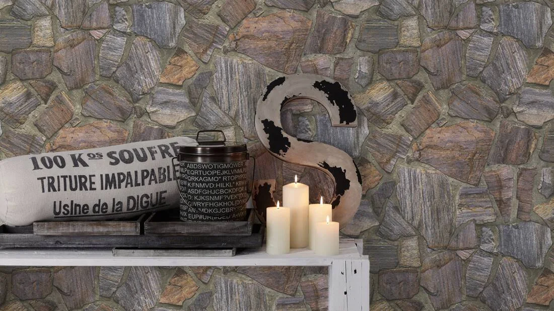 Cracked Slate Effect Textured Wallpaper By AS Creations 307241