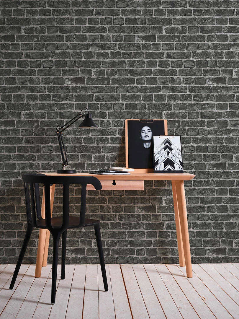 Rustic Grey Brick Effect Textured Wallpaper By AS Creations 306822