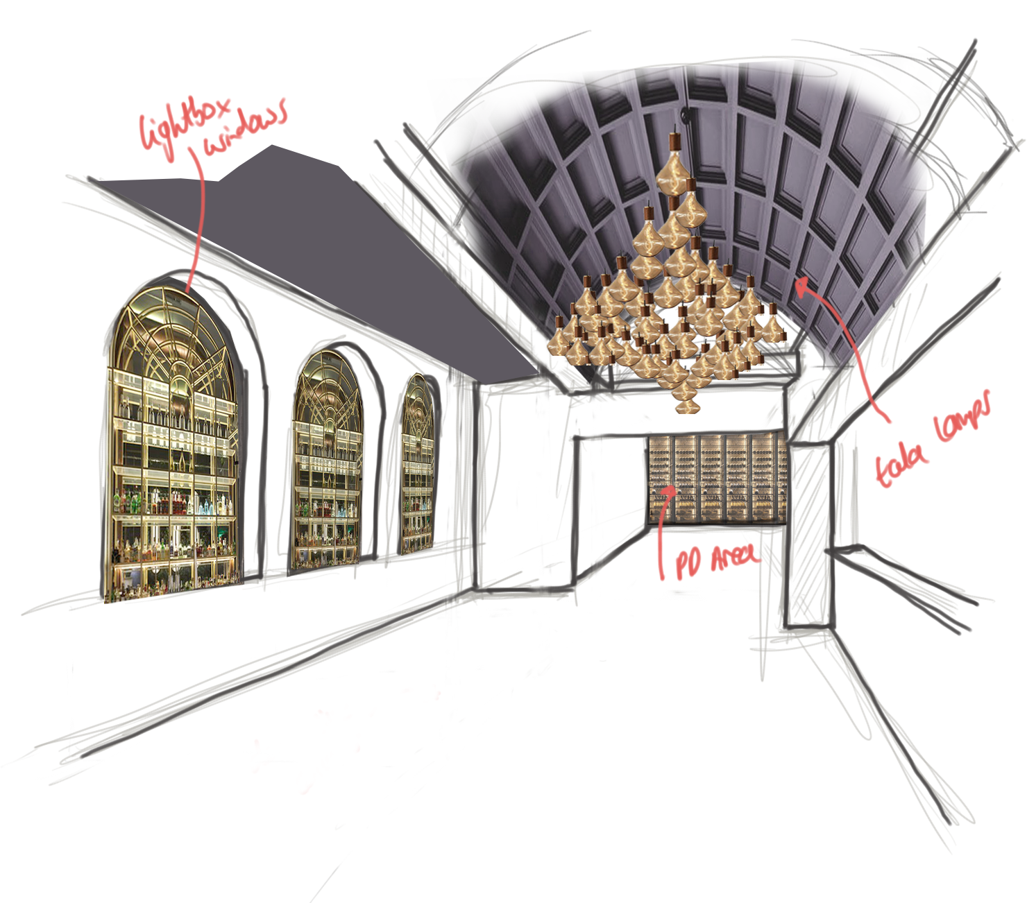 Ceiling sketch for Pulperia restaurant