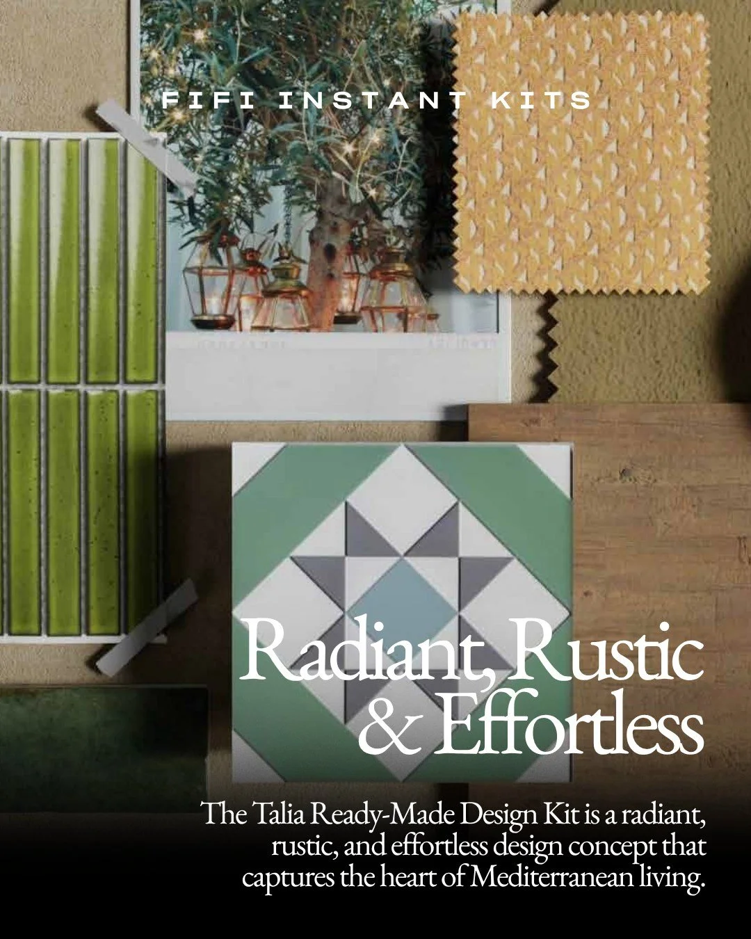 Radiant, rustic &amp; effortless. 🌞🌿✨

Meet Talia, our Ready-Made Design Kit inspired by the warmth and charm of Mediterranean living.

Talia blends sun-kissed tones with natural, weathered materials to create interiors that are both vibrant and tr