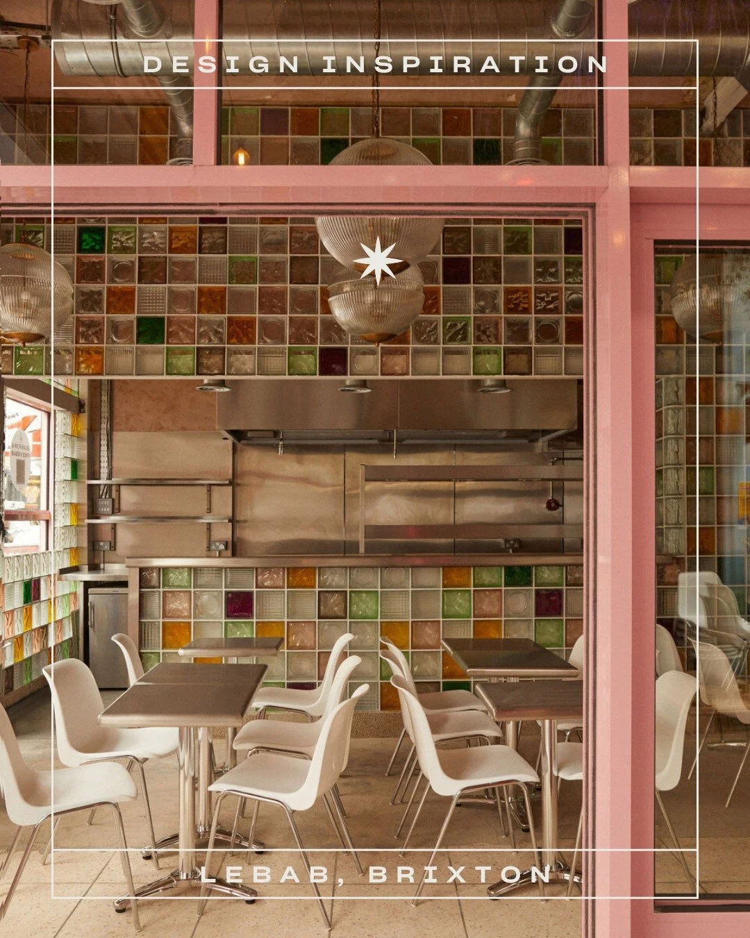 A jewelled kaleidoscope of colour 🩷🪞✨

This week&rsquo;s design inspo spotlight goes to these stunning mosaic-style glass tiles.  Created for @eatlebab, Brixton, this gourmet cocktail and kebab bar has multiple locations dotted across London.

Brou