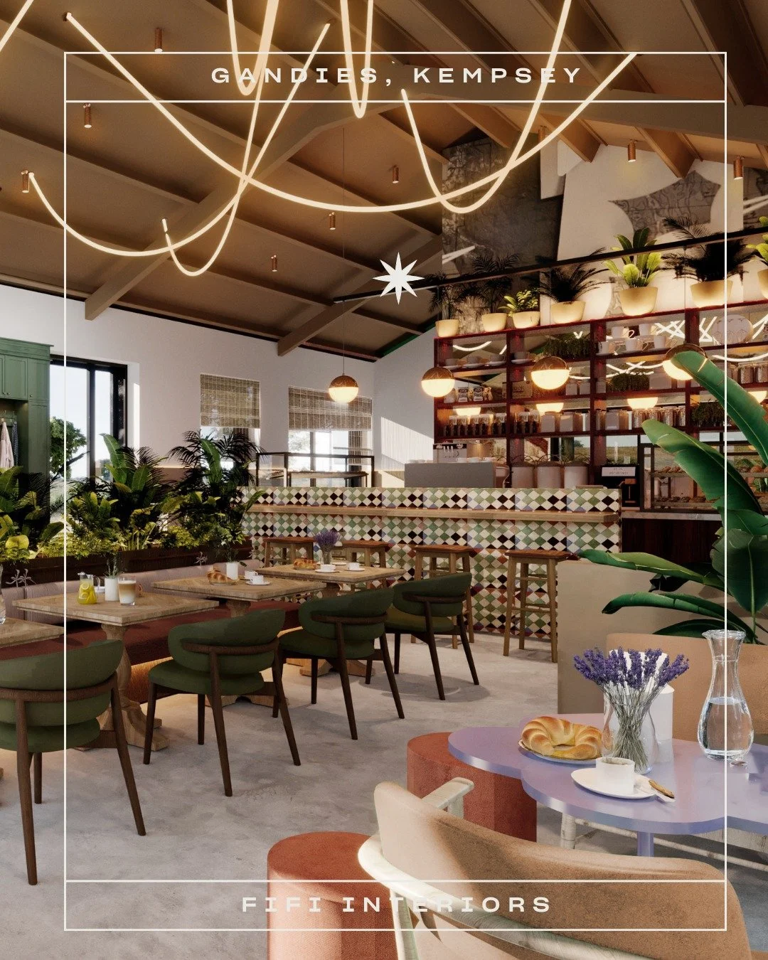 Say hello to Gandies. ☕️

We&rsquo;re so excited to be working with the team at @gandiesuk on a brand new coffee and community hub opening in Kempsey this spring.

Designed with quiet luxury in mind, this space is softened by natural textures and roo