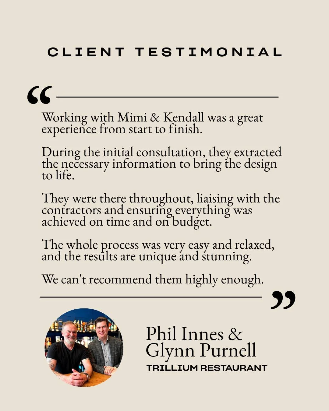 Trillium was built on trust, alignment and a shared vision. 💜

It was an honour to work with @lokiwine's Phil Innes and @chefglynnpurnell  to bring @trilliumrestaurant to life.

From our very first conversation through to delivery, there was a stron