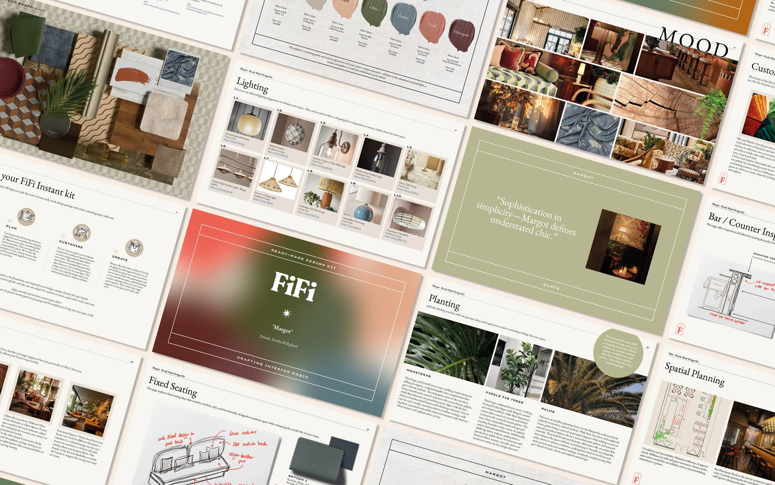 Eclectic, earthy restaurant interior design – the Margot kit combines natural textures and refined details for a unique, stylish space