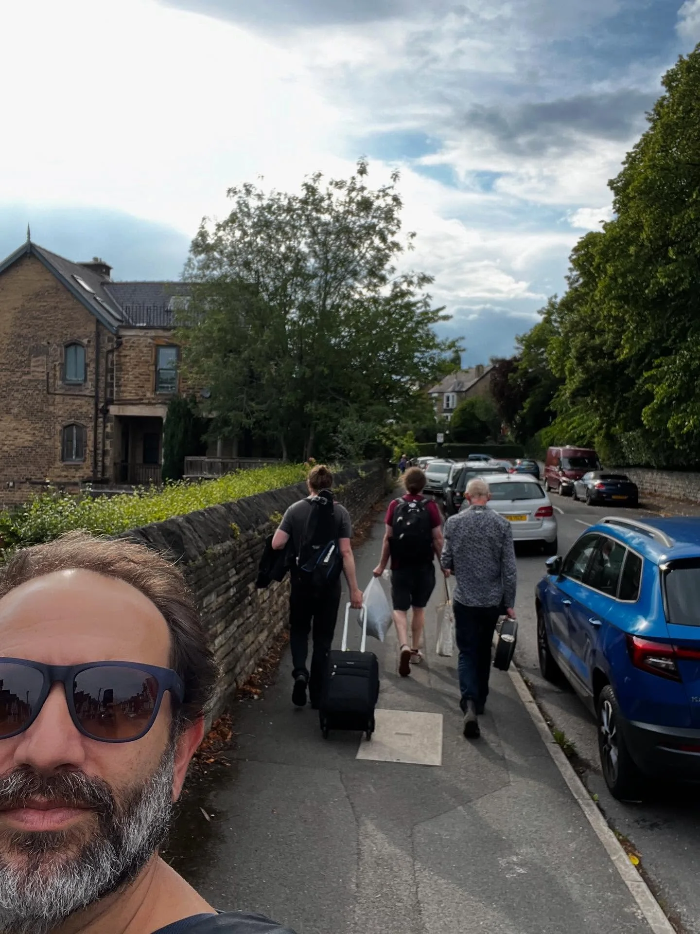 Walking our gear from our host house down to Cafe nine for tonight&lsquo;s show. Still a few tickets left in a couple of hours to get yourself out!