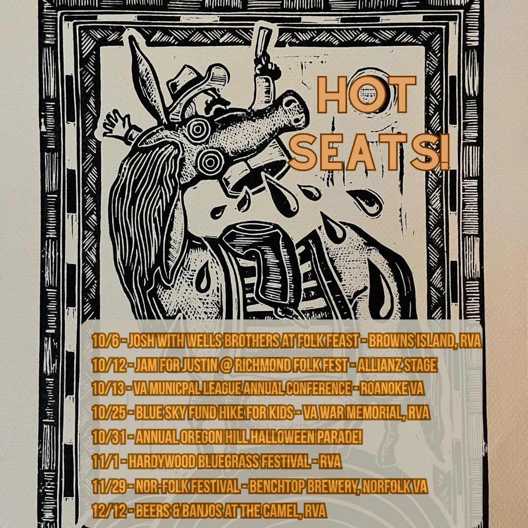As we enter into Q4, please consider your Hot Seats show viewing schedule. 

Lotsa fun shows on the near horizon!

#thehotseats #stringband #rvamusic