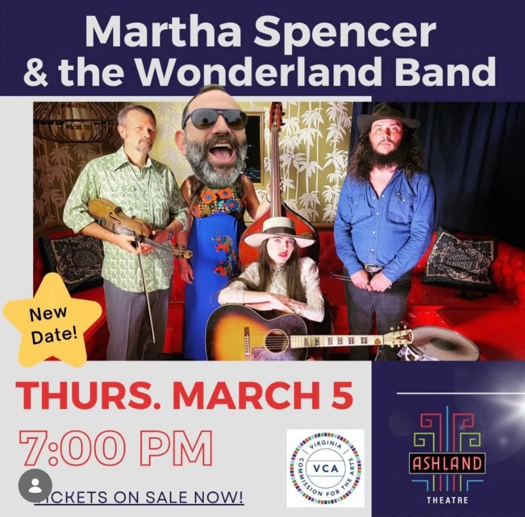 Once again, PF is thrilled and honored to be joining our pal Martha and her Wonderland Band on stage! 

Thursday, March 5th
Ashland Theatre
Doors at 6, show at 7

#bighead #wonderland #ashlandtheatre