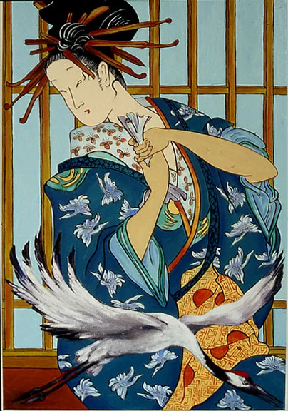 Geisha with Crane