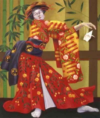 Geisha with Origami Crane