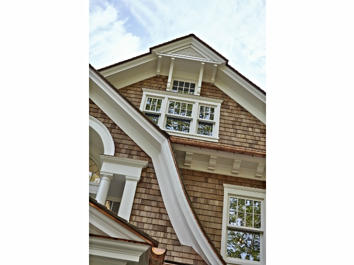 Gambrel roof detail with copper