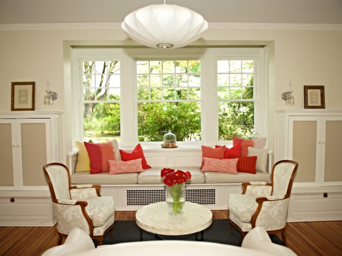 A bright and cheery living room in Pleasantville, NY
