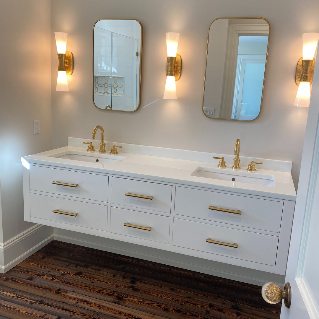 Lux Gold & White Primary Bath in Pleasantville, NY