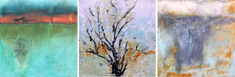 (L-to-R) Distance 6x6, Lonely Tree 6x6, Falling 6x6