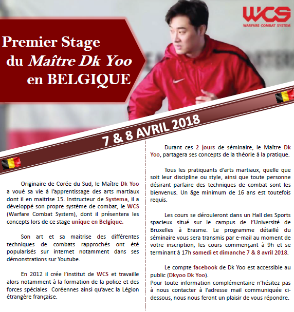 Premier Stage du Maître Dk Yoo en BELGIQUE