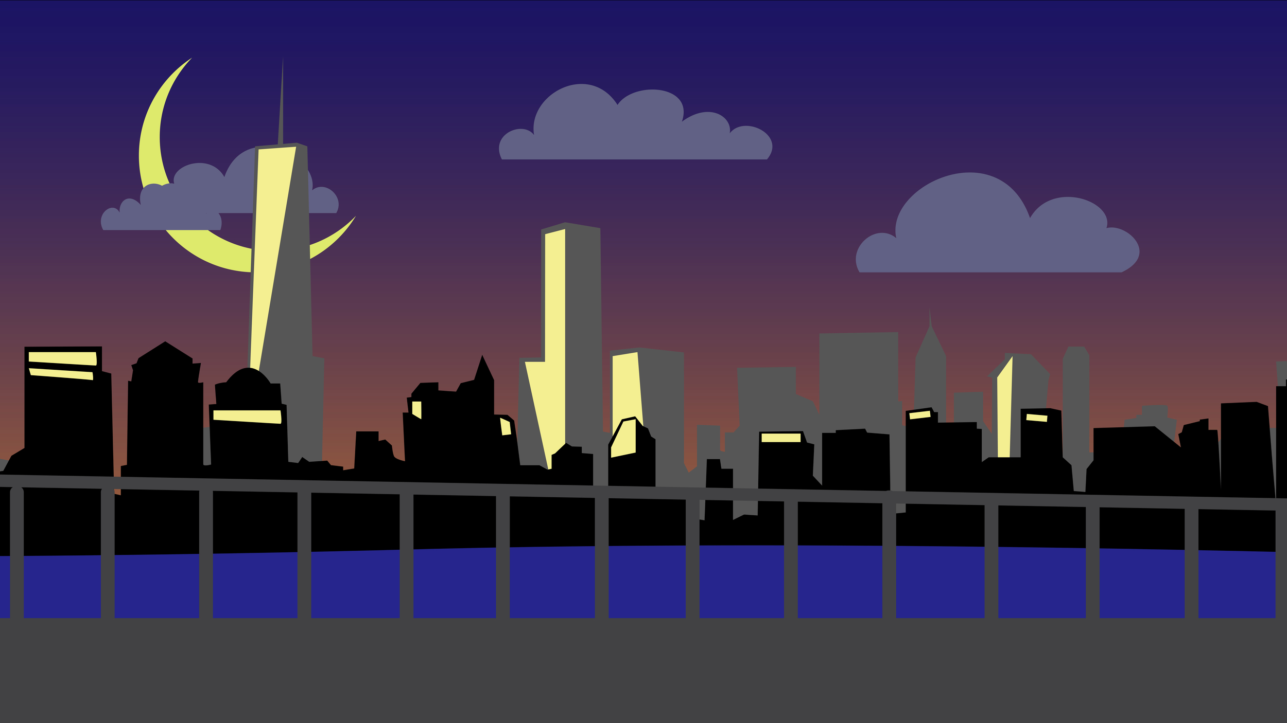 New York Skyline Night Set