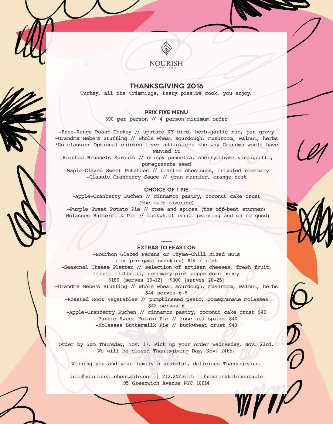 Thanksgiving menu