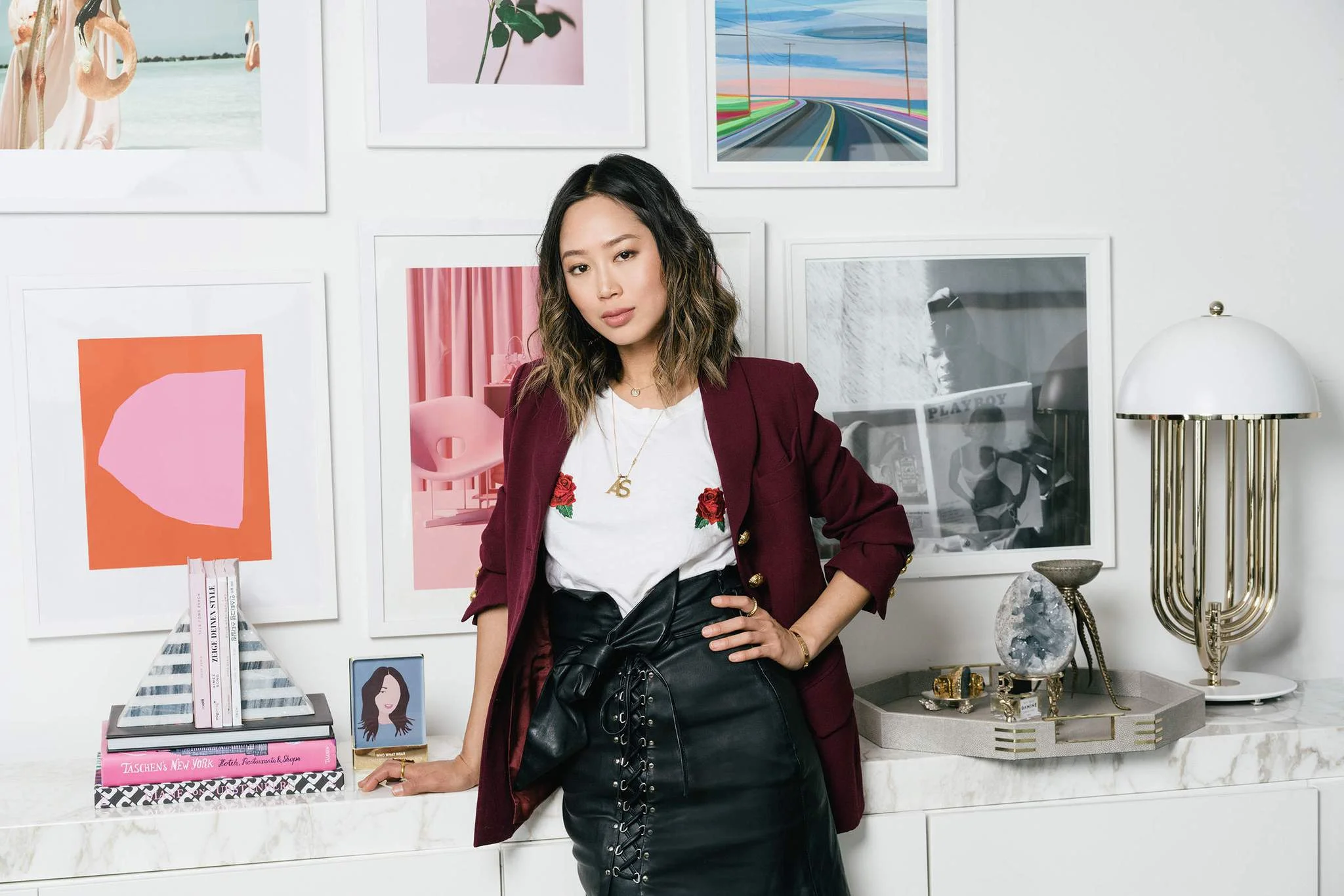 My Tappan piece (bottom left) in the office space of fashion blogger and vlogger AIMEE SONG .