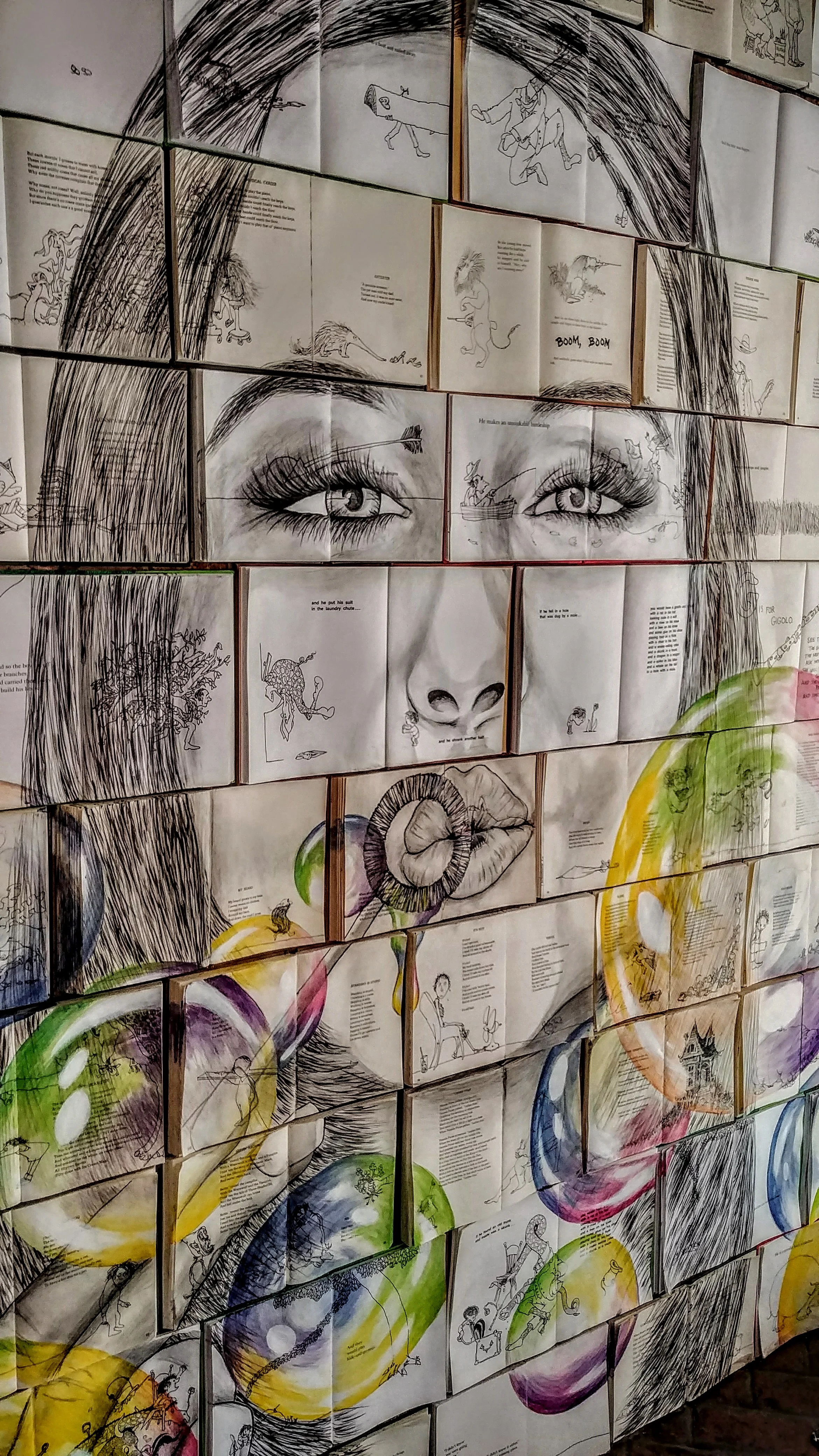 Mural on Wall of Books