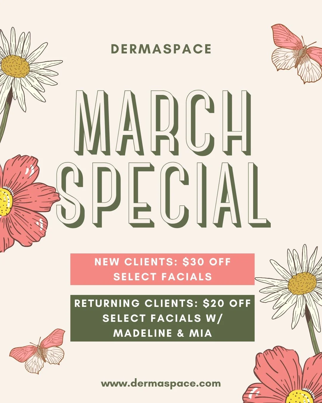 Spring is the perfect time to refresh your skin and bring back that healthy glow. ✨

March Specials:
New Clients $30 off
Returning Clients $20 off select facial treatments

Our customized facials focus on real skin health with deep cleansing, exfolia