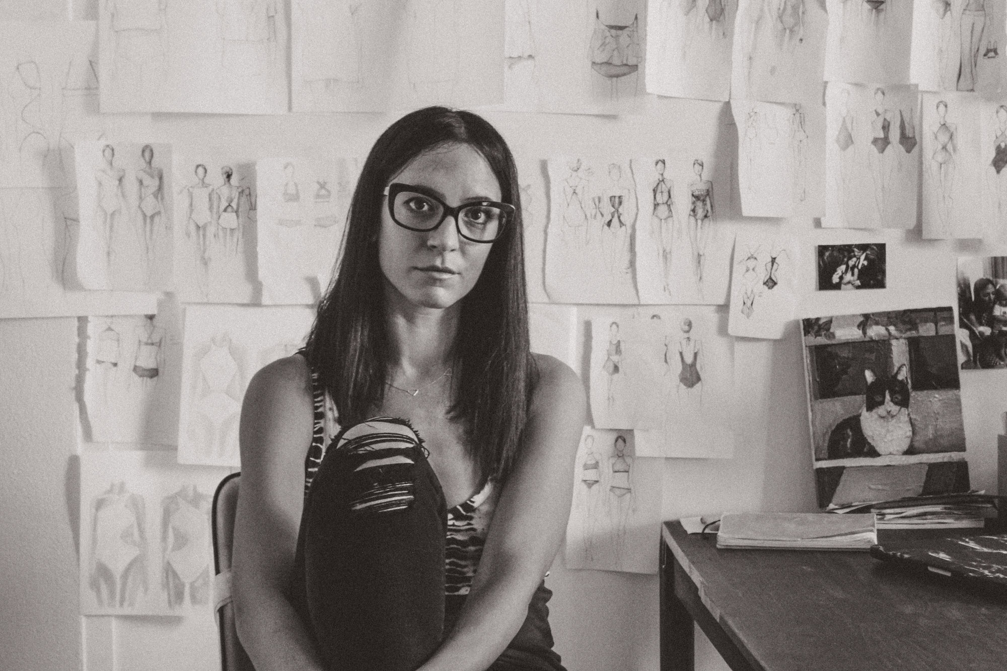 Janeane Marie in her North Palm Beach FL Studio. Photo by Drew Blatman . 