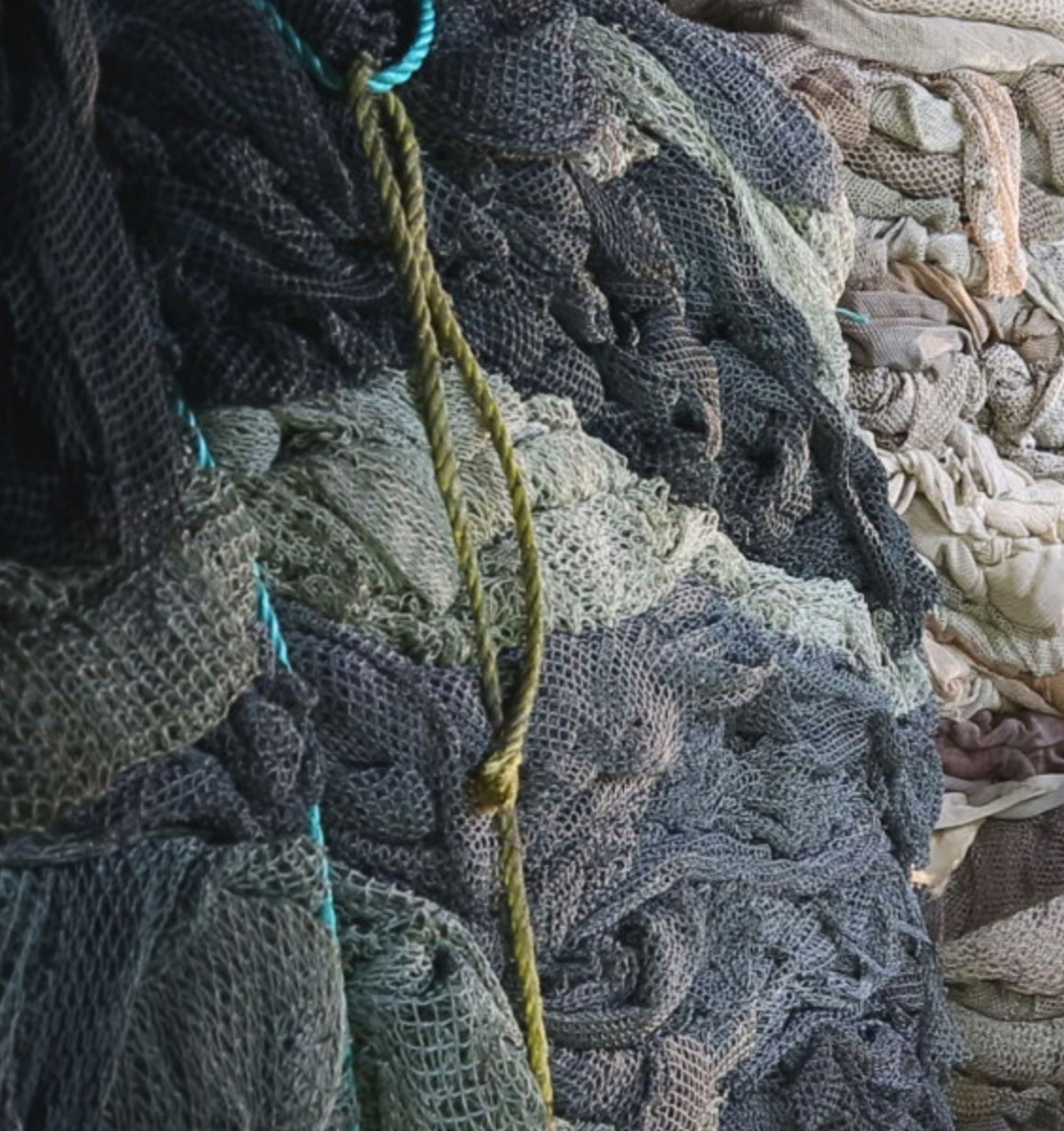 Rogue fishing nets collected from the open ocean. 