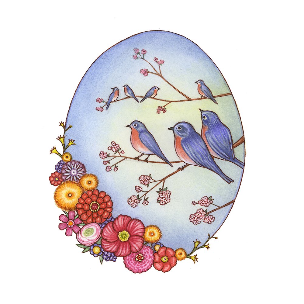 Bluebirds giclée print