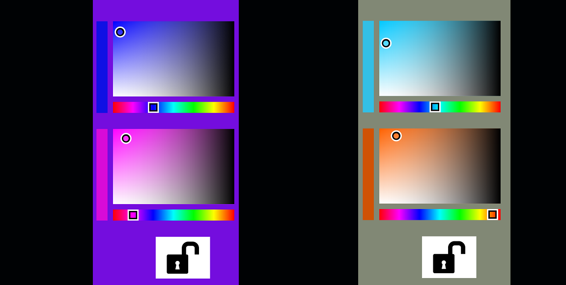 Left: Selecting and playing with ColorsRight: These match the 2 secret colors needed to unlock the phone.