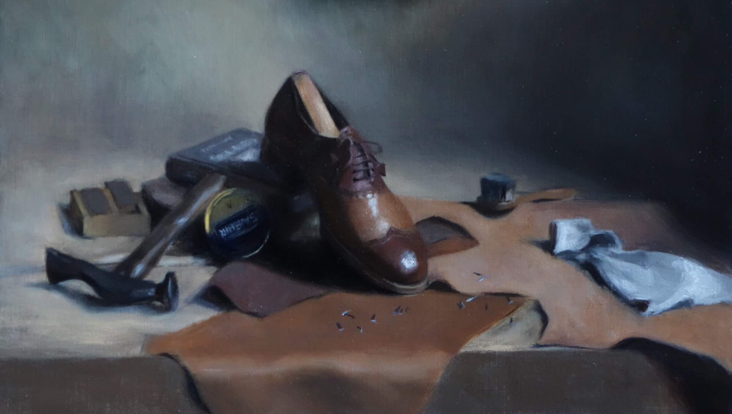 Shoemaker's Bench, oil on linen, 35" x 17", Artist's own Collection
