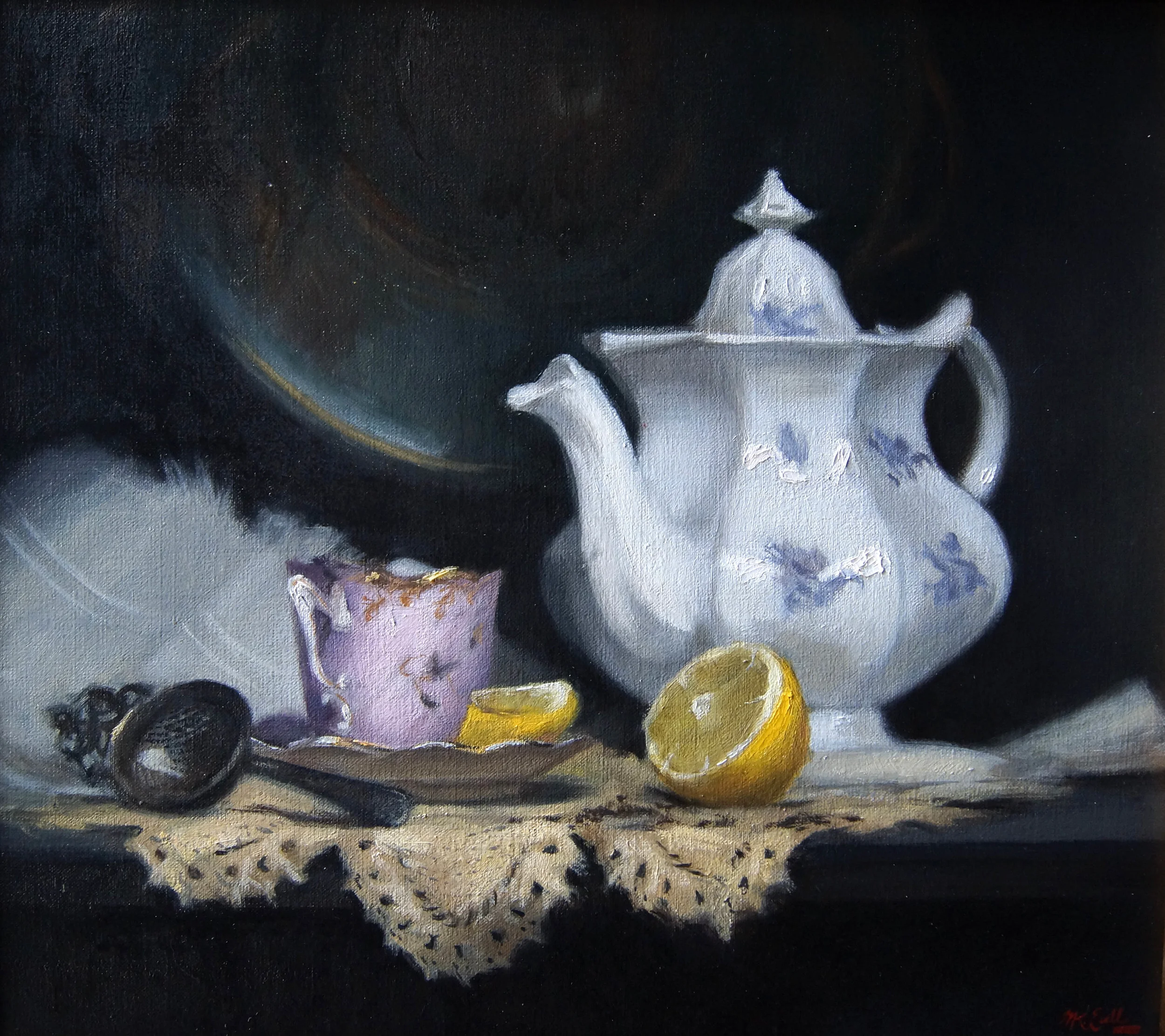 Afternoon Tea, Oil on Linen, 16" x 18", $2350