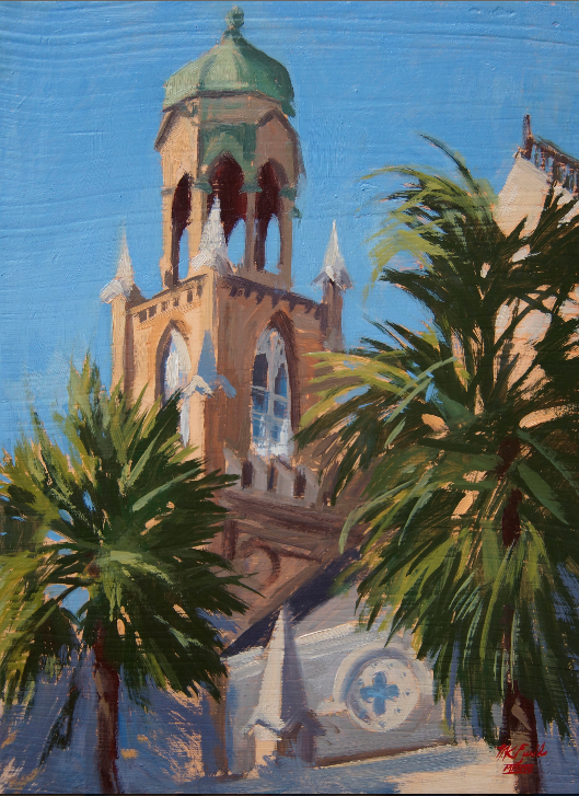 Mickve Israel Synagogue, Savannah, Oil on Panel, 12 x 9", $975