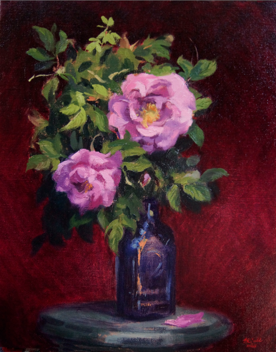 Old-fashioned roses, 20" x 16", oil on linen, Private Collection