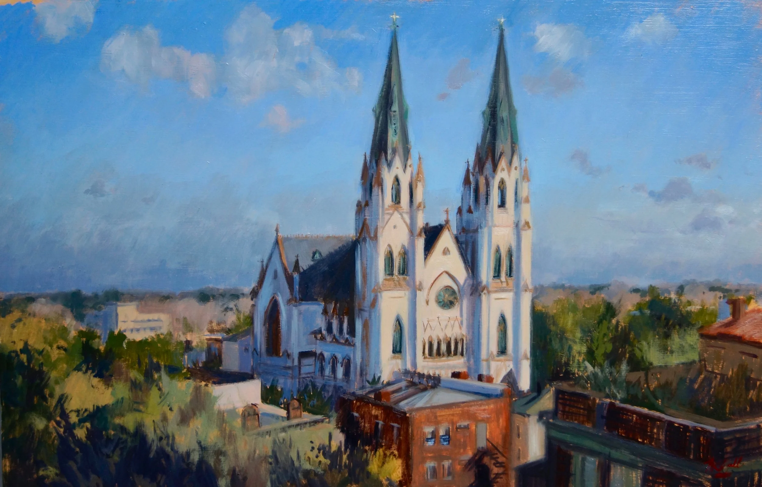 St. John the Baptist, afternoon, Oil on Birch panel, 15 x 22"