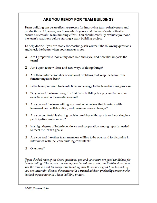 Checklist: Are You Ready For Team Building?
