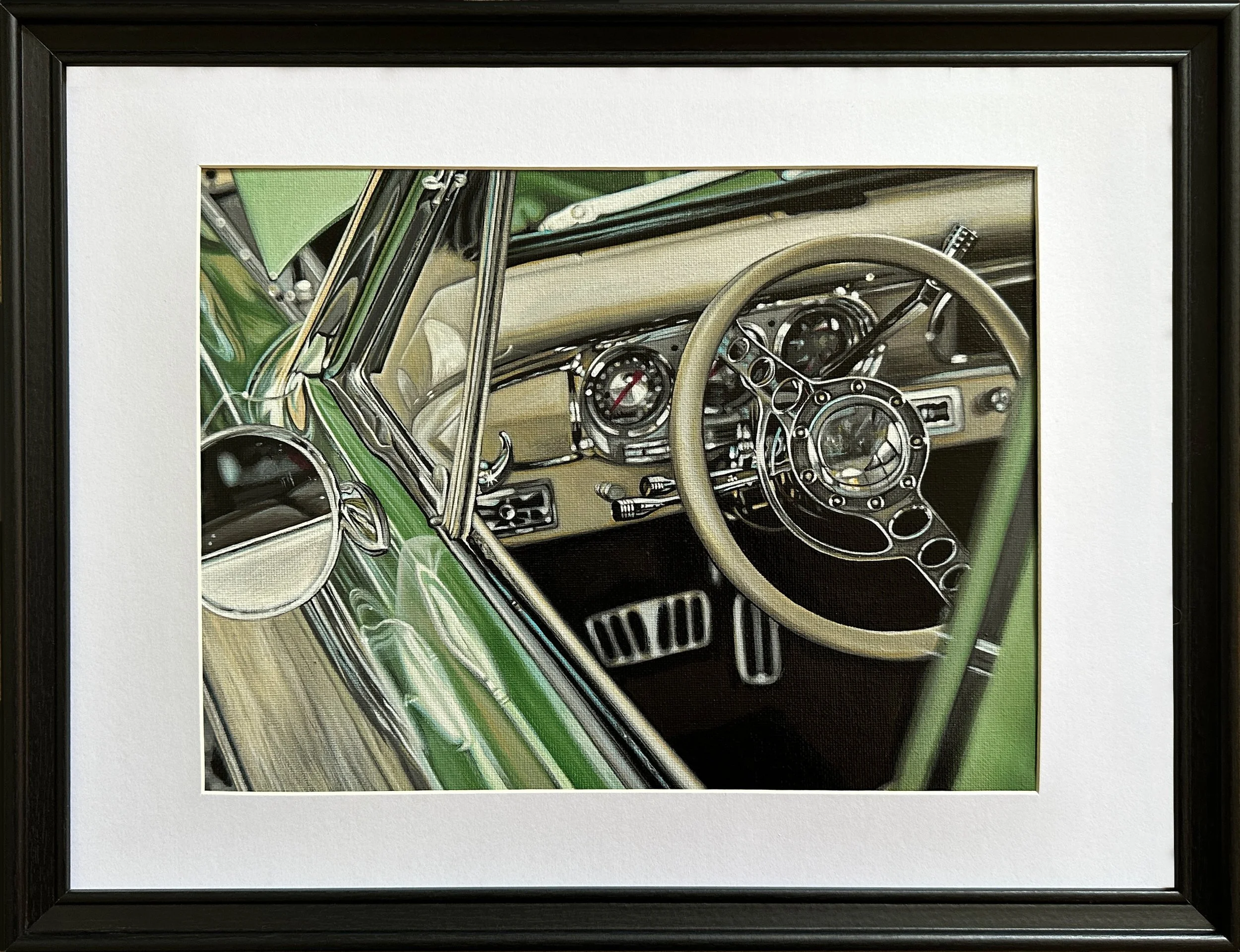 Inspired for a classic car show. Photo by Hek Tattoo photo  9 x 12 acrylic on canvas paper  framed   For sale, to purchase head to the shop tab 